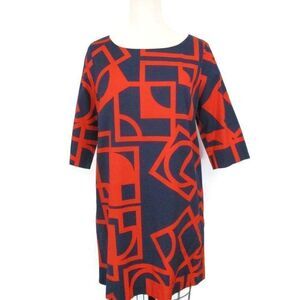Chacok Retro Navy Red Print Shift Dress 4